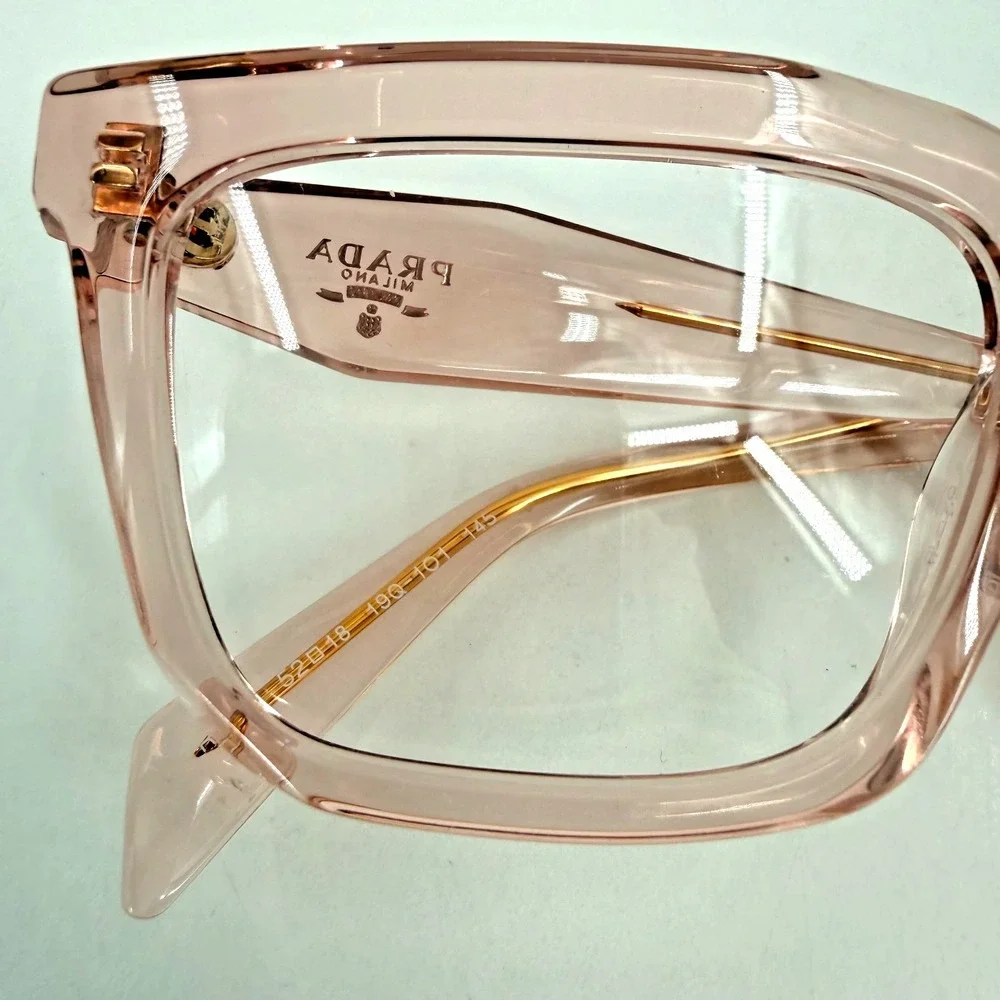 Prada Transparent Peach Pink Acetate Frame Eyeglasses PR AY19 19Q-101